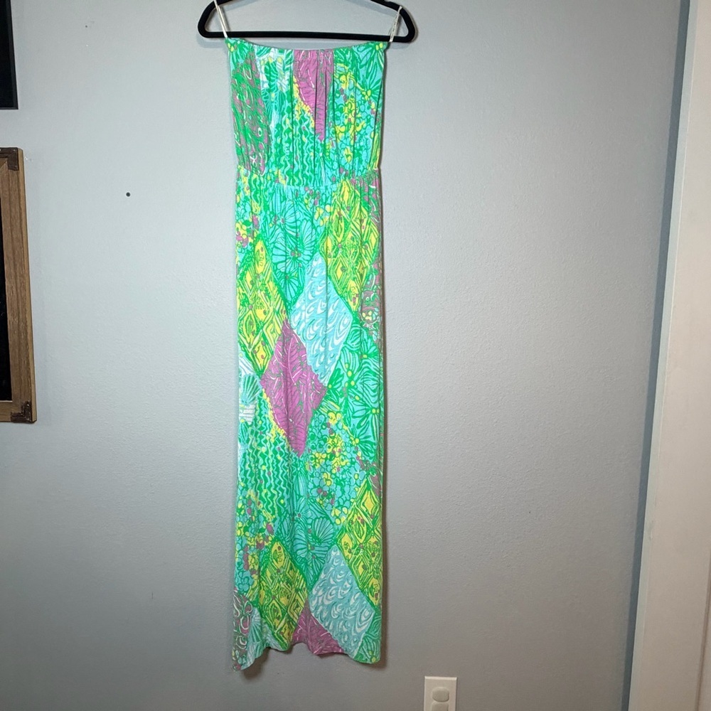 Lilly Pulitzer Marlisa Sun Dance Slub Jersey Strapless Maxi Dress Size Small